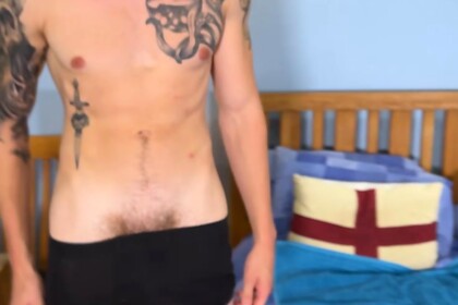 Young Muscular Hunk gets Fingered for the 1st Time &amp; his Monster Uncut Cock is Rock Hard &amp; Cums!