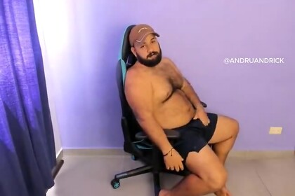 Bear Masturbating in the Studio