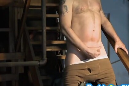 Mature Dude Stroking his Mighty Dick before Cumming Strongly