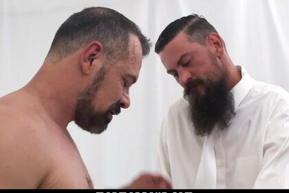 Two Bearded Daddies Double Fuck a Horny Mormon Recruit